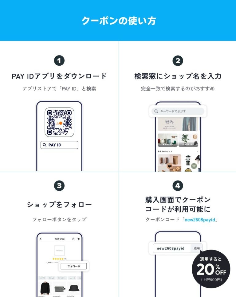 【PAY IDアプリ】20%OFFクーポン・夏のはじめて割