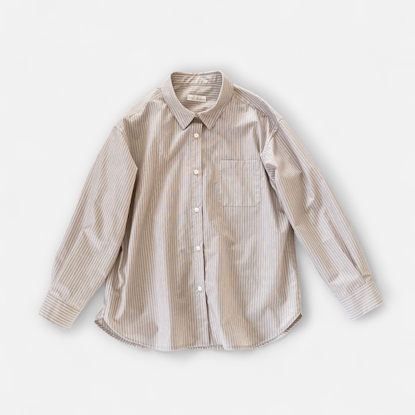 10/21【新作】ストライプベーシックシャツ/モカ