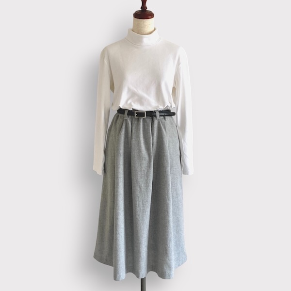1/16【新作】コットンビエラタックスカート/ライトグレー