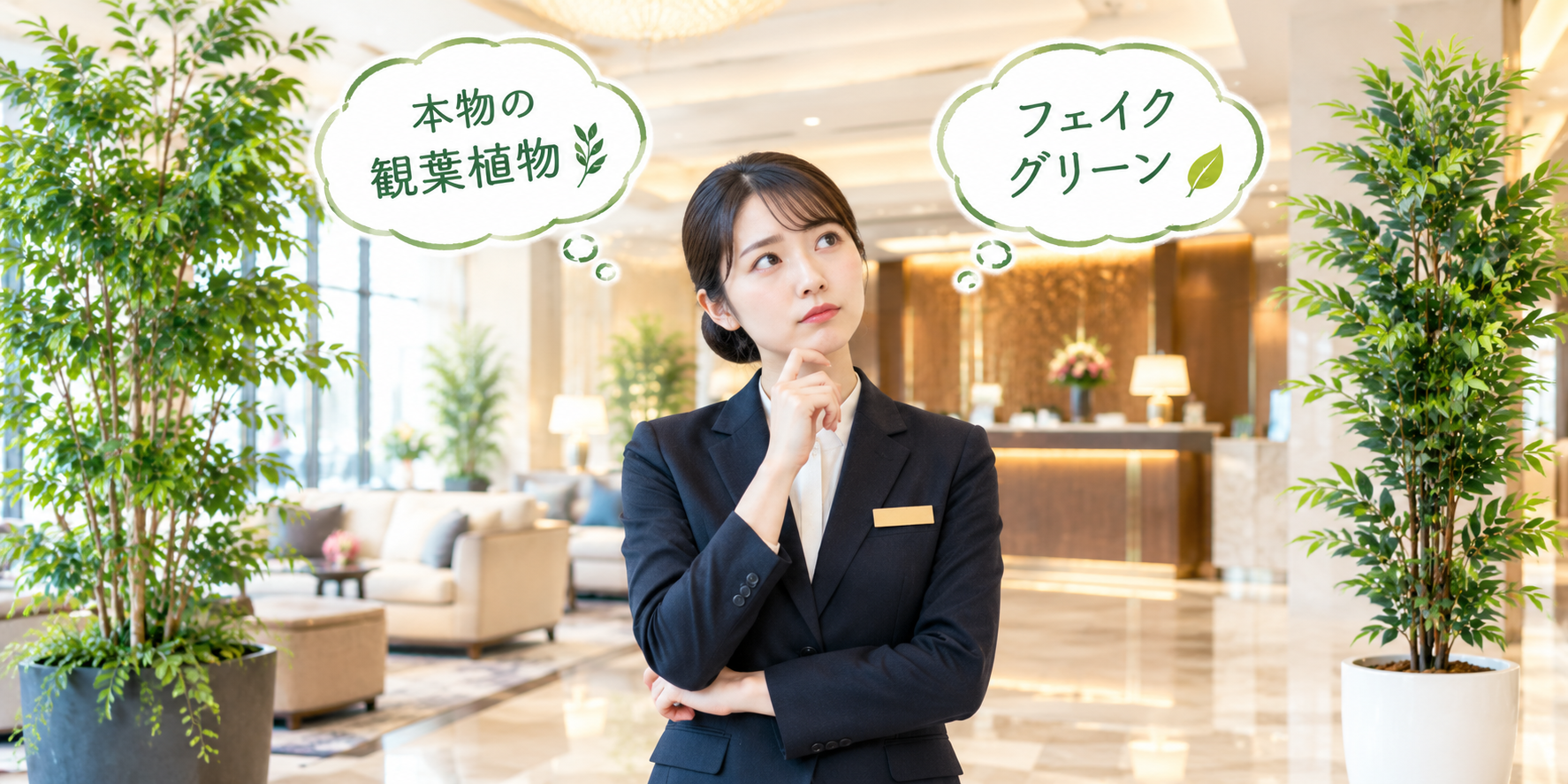 本物の観葉植物とフェイクグリーンを比較　ホテル・旅館におすすめなのはどっち？