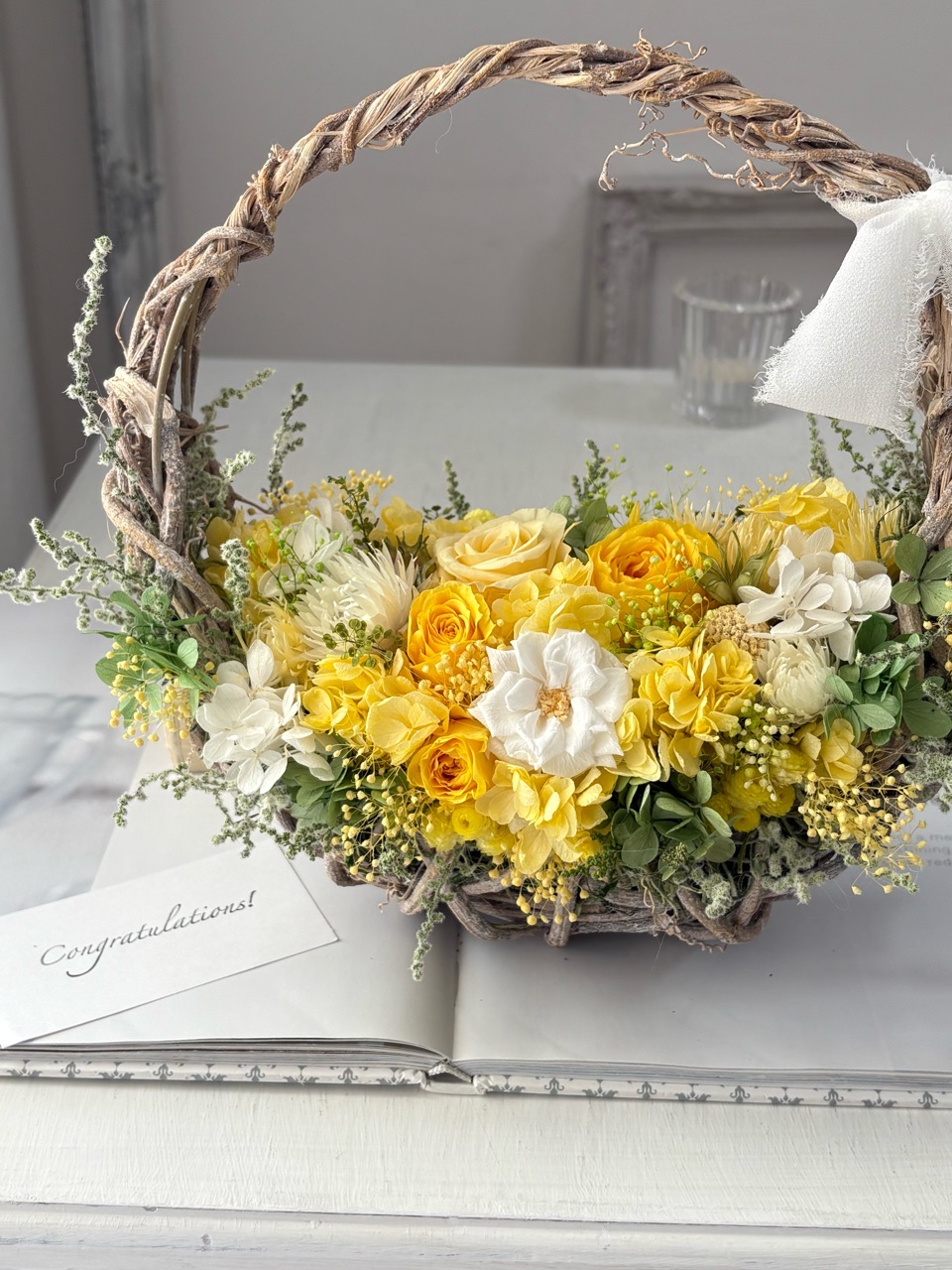 【新作】ミモザ色のナチュラルなバッグリースをアップしました！