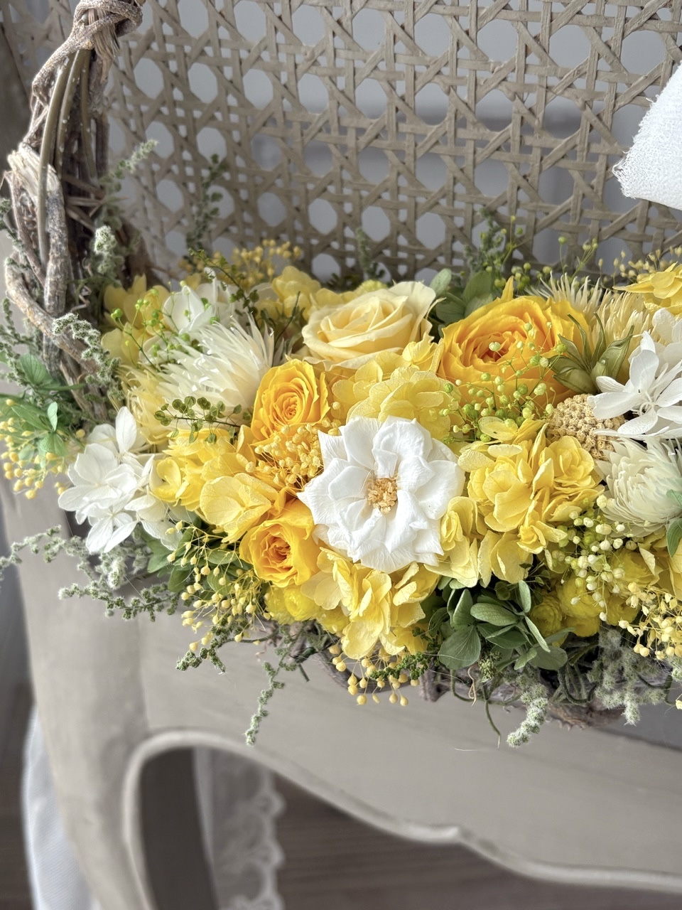 【新作】ミモザ色のナチュラルなバッグリースをアップしました！