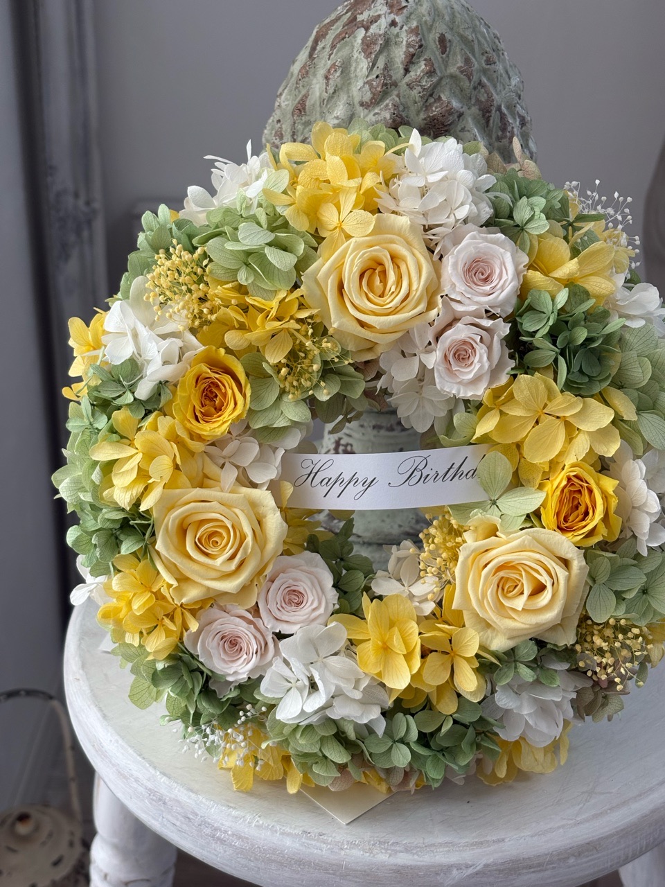 【新作】幸せ色のリース・直径22㎝をアップしました。