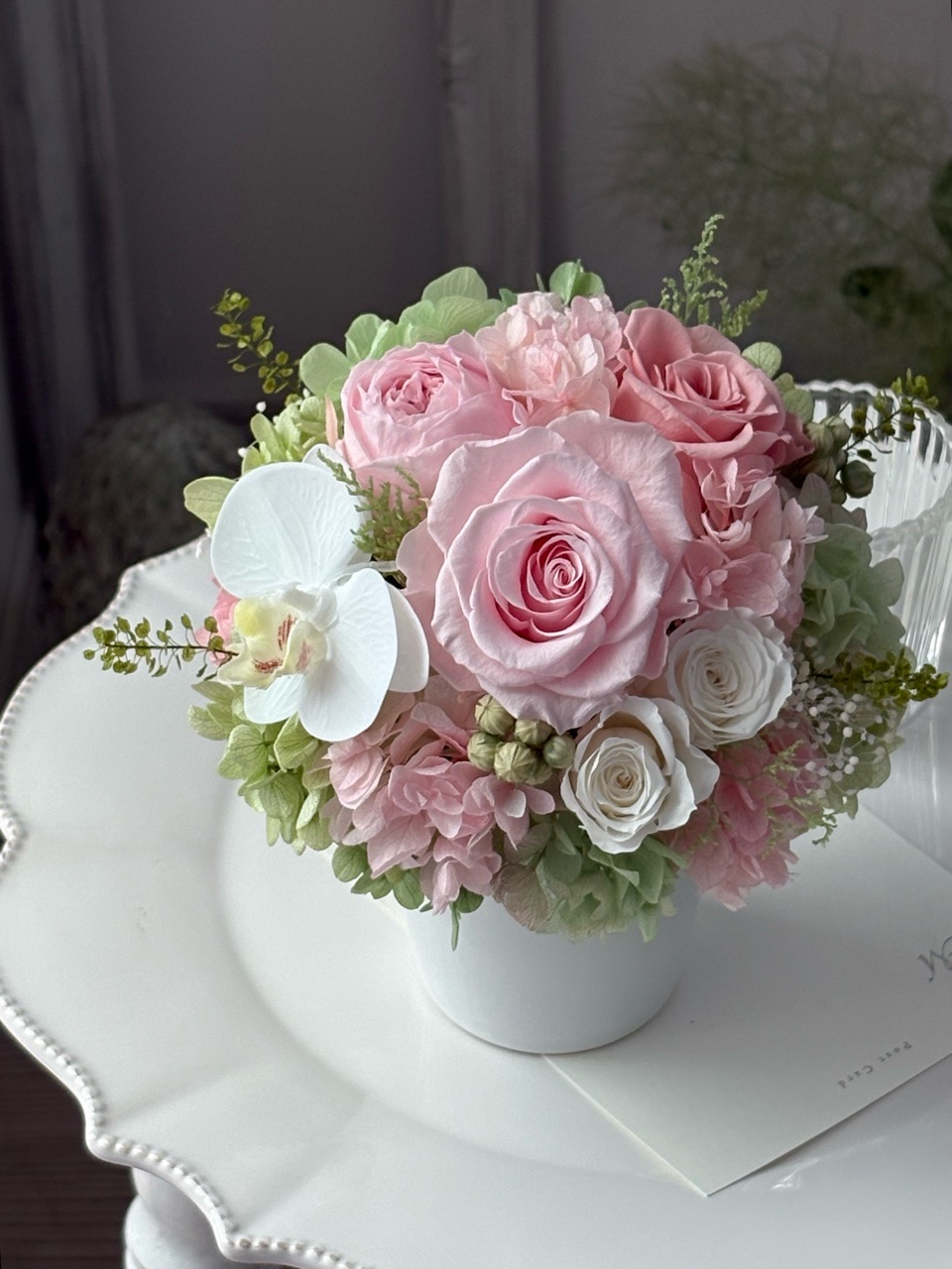 【新作】ピンク系のお供え花をアップしました。