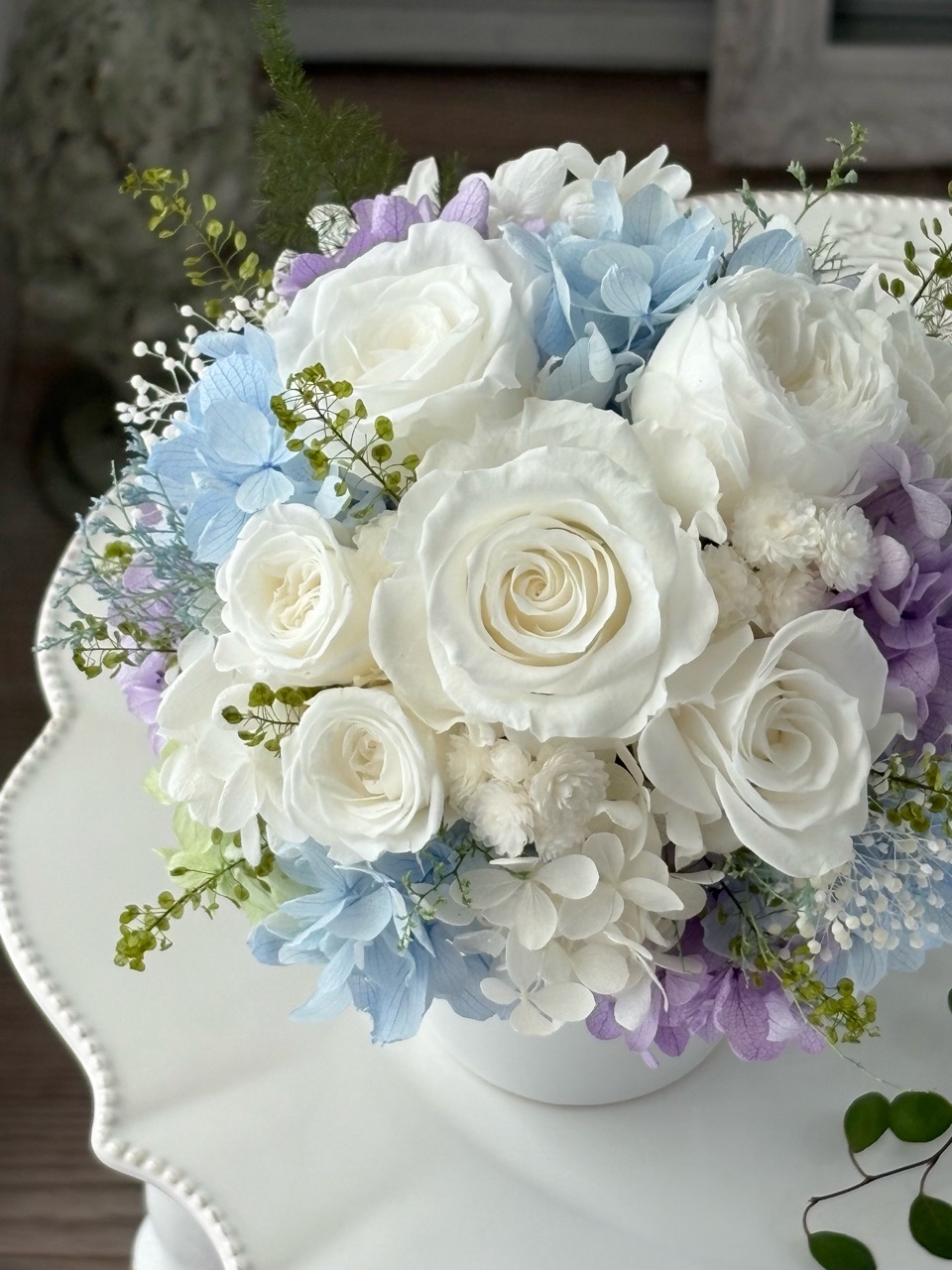 【新作】ホワイトブルーの清楚なお供え花
