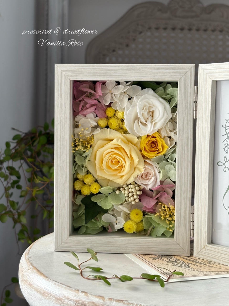 【新作】フォトフレーム付きお供え花/イエローピンクをアップしました！