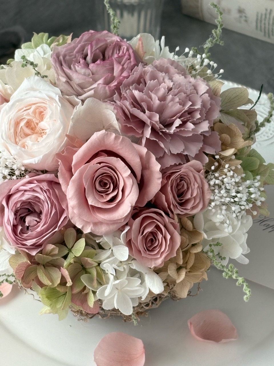 【新作】ナチュラルカゴのアレンジメント・モーブピンクをアップしました!