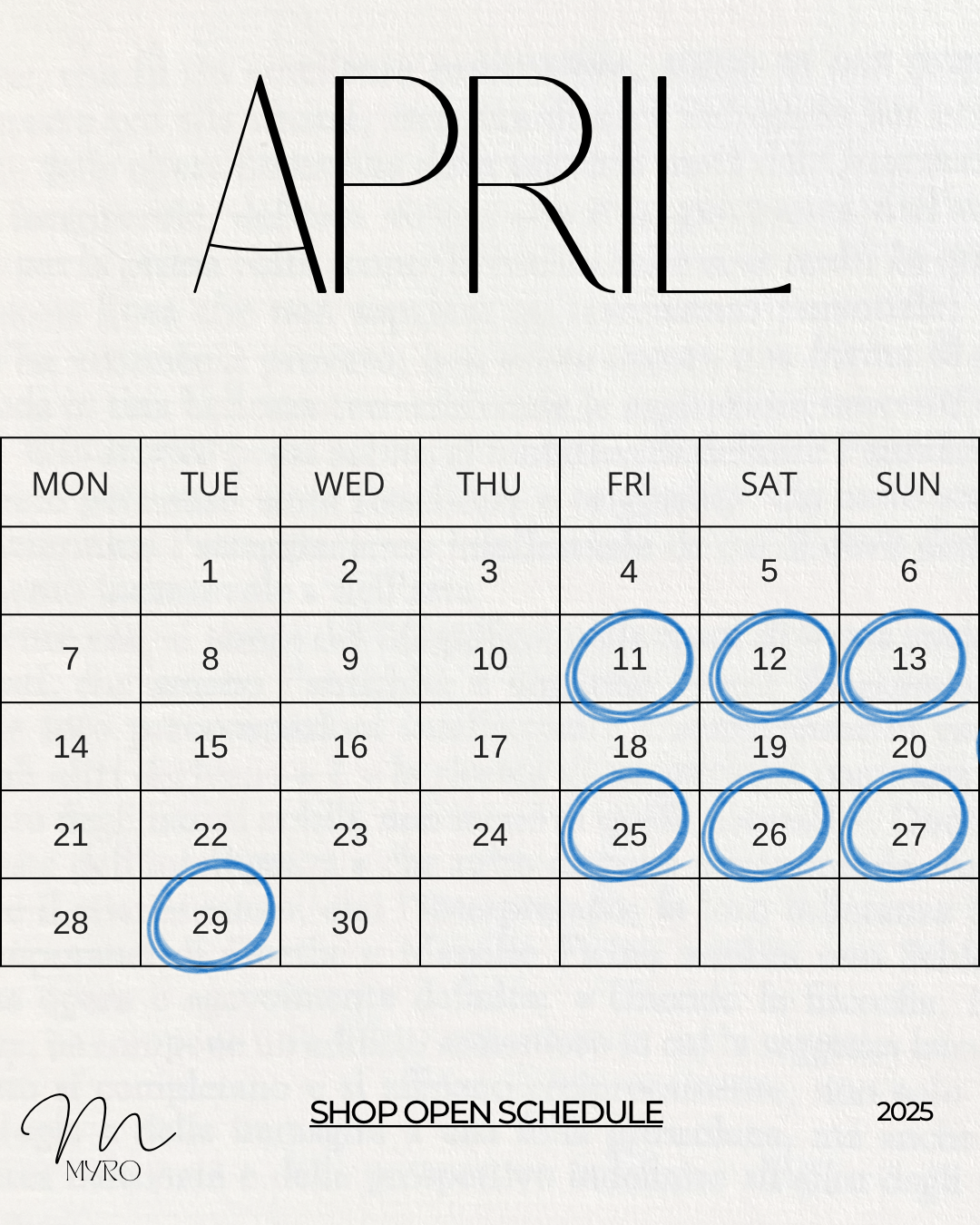 4月schedule