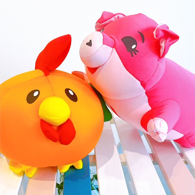 アナタの大事なお首を守る！救世主 ネックピロー　pink pig and little bird