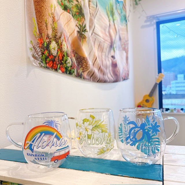 🌺 コロンとした可愛いシルエットでICEもHOTもok👌なALOHAグラス