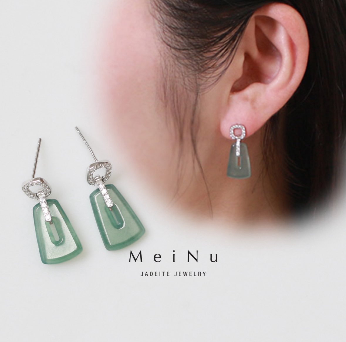 翡翠とシルバーの組み合わせが爽やかなピアス