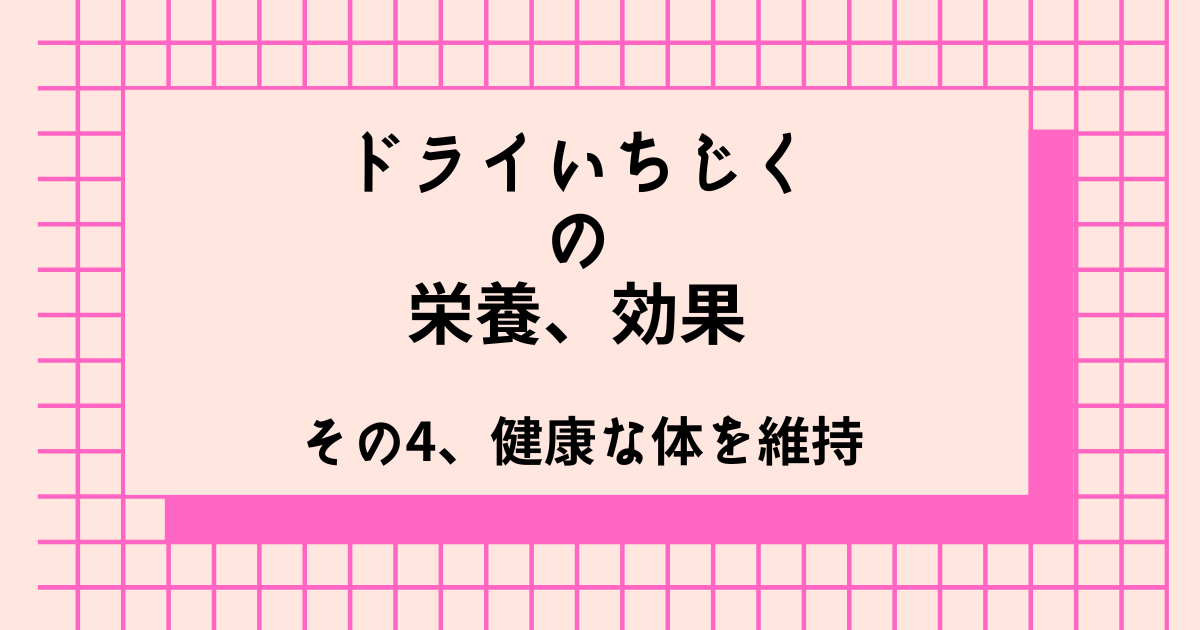 ドライいちじくの栄養、効果　その４、健康な体を維持