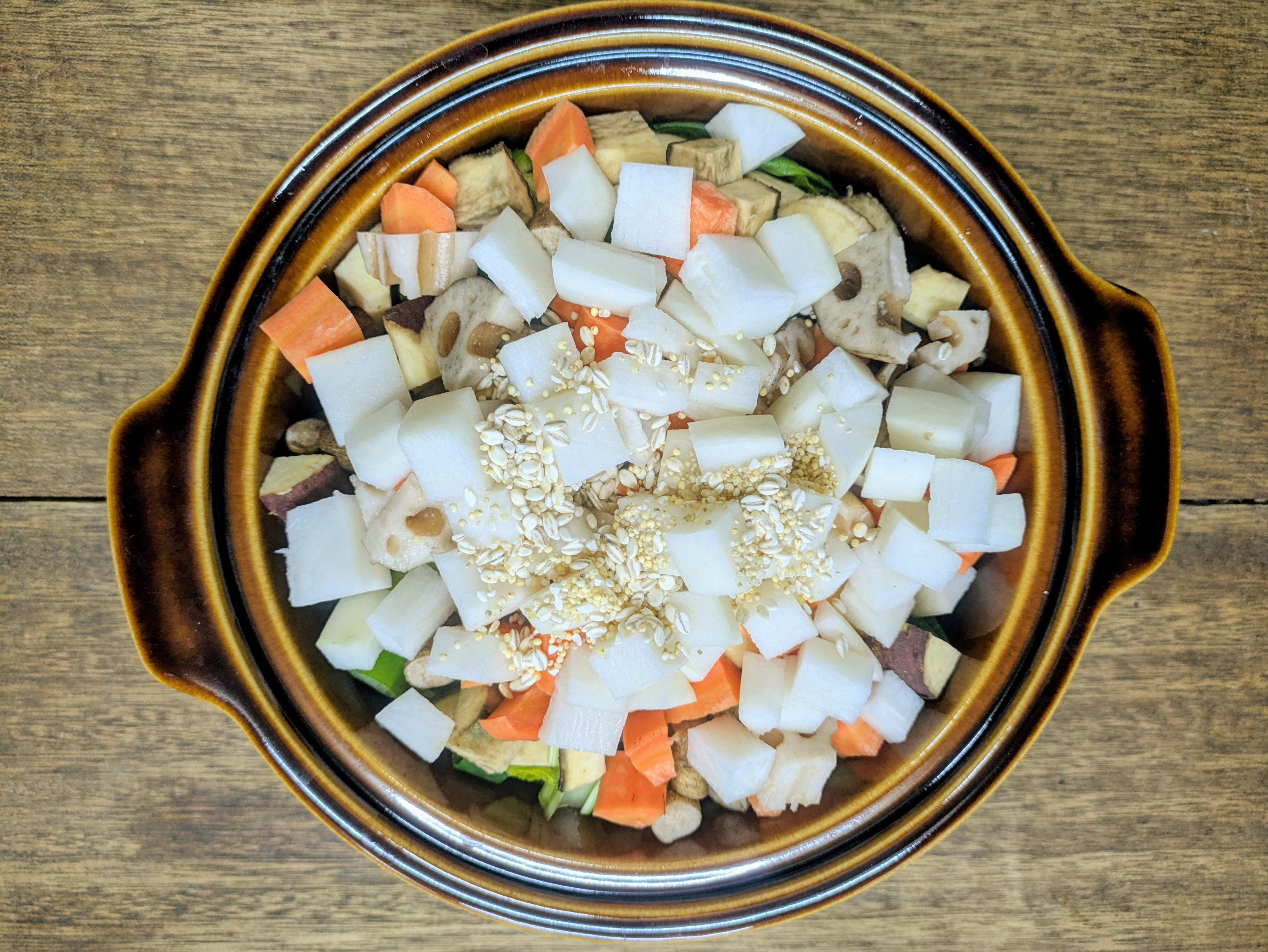 重ね煮に、鼻の横がピキンッ！