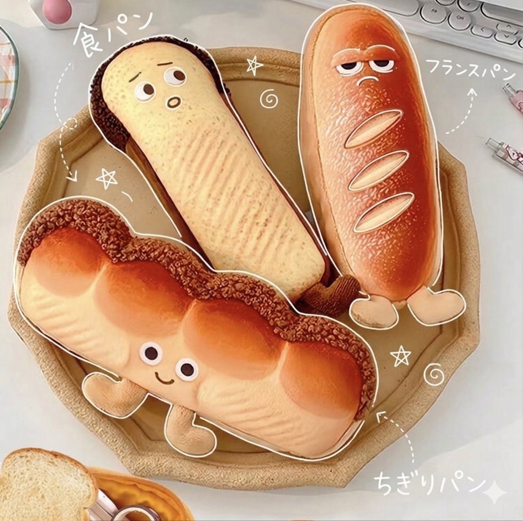 【癒やし】デスクに「パン」が住み着いた!?シュールで可愛い足つきポーチが登場🍞