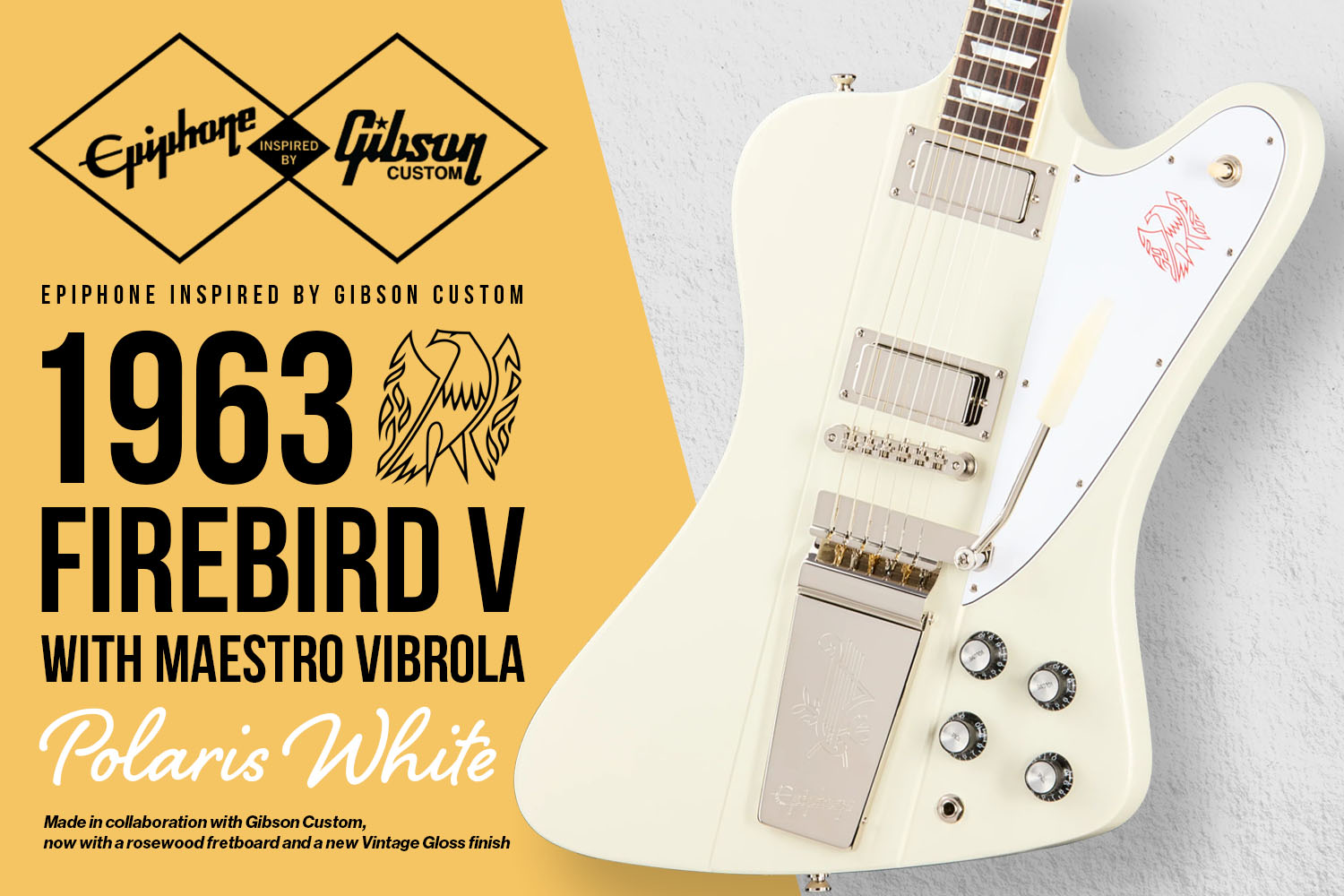 マエストロ・ヴァイブローラ搭載!エピフォン×ギブソン・カスタムで実現の1963ファイヤーバードV!