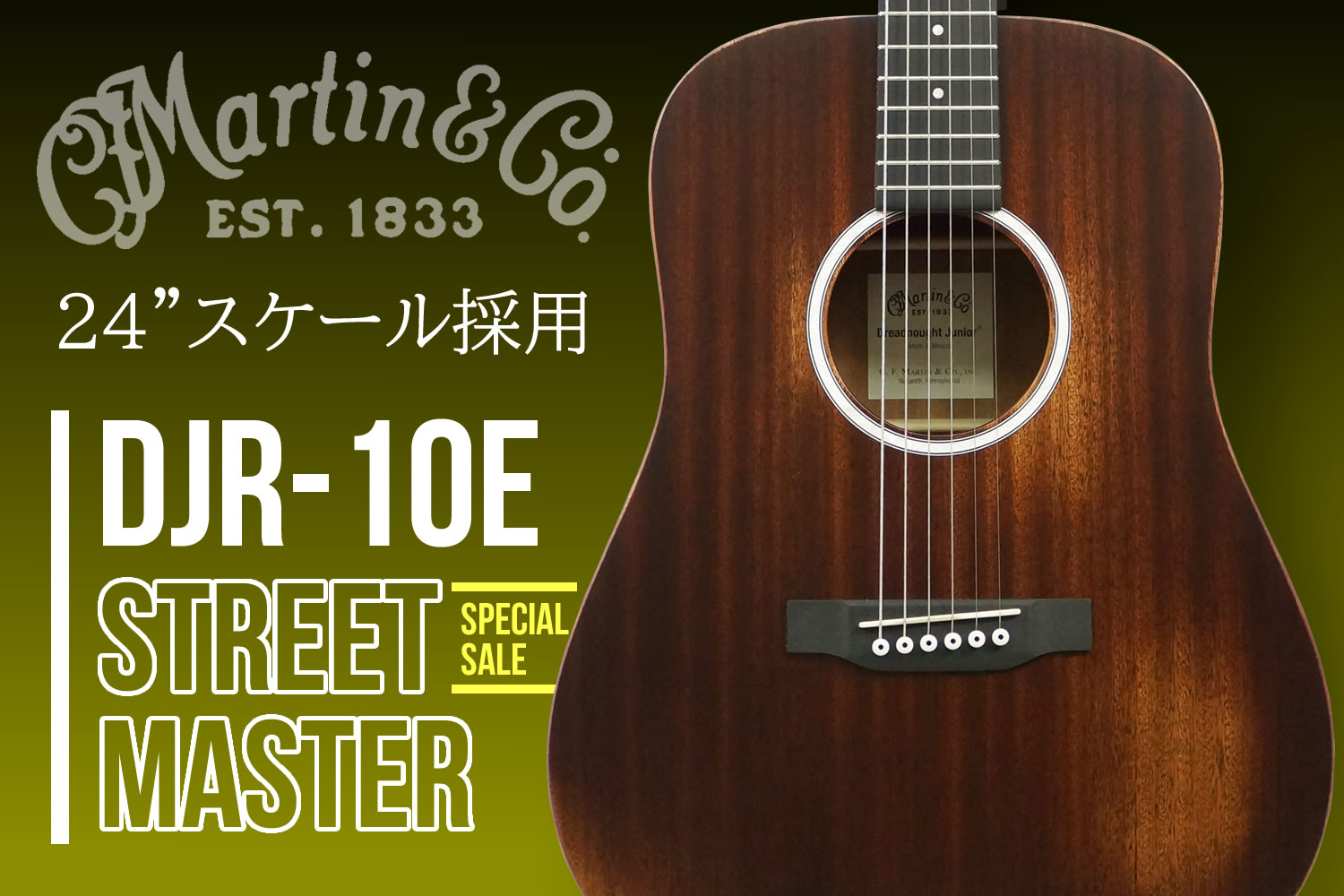 長年弾いてきた相棒のような安心感が魅力の、マーティン「DJR-10E StreetMaster」!