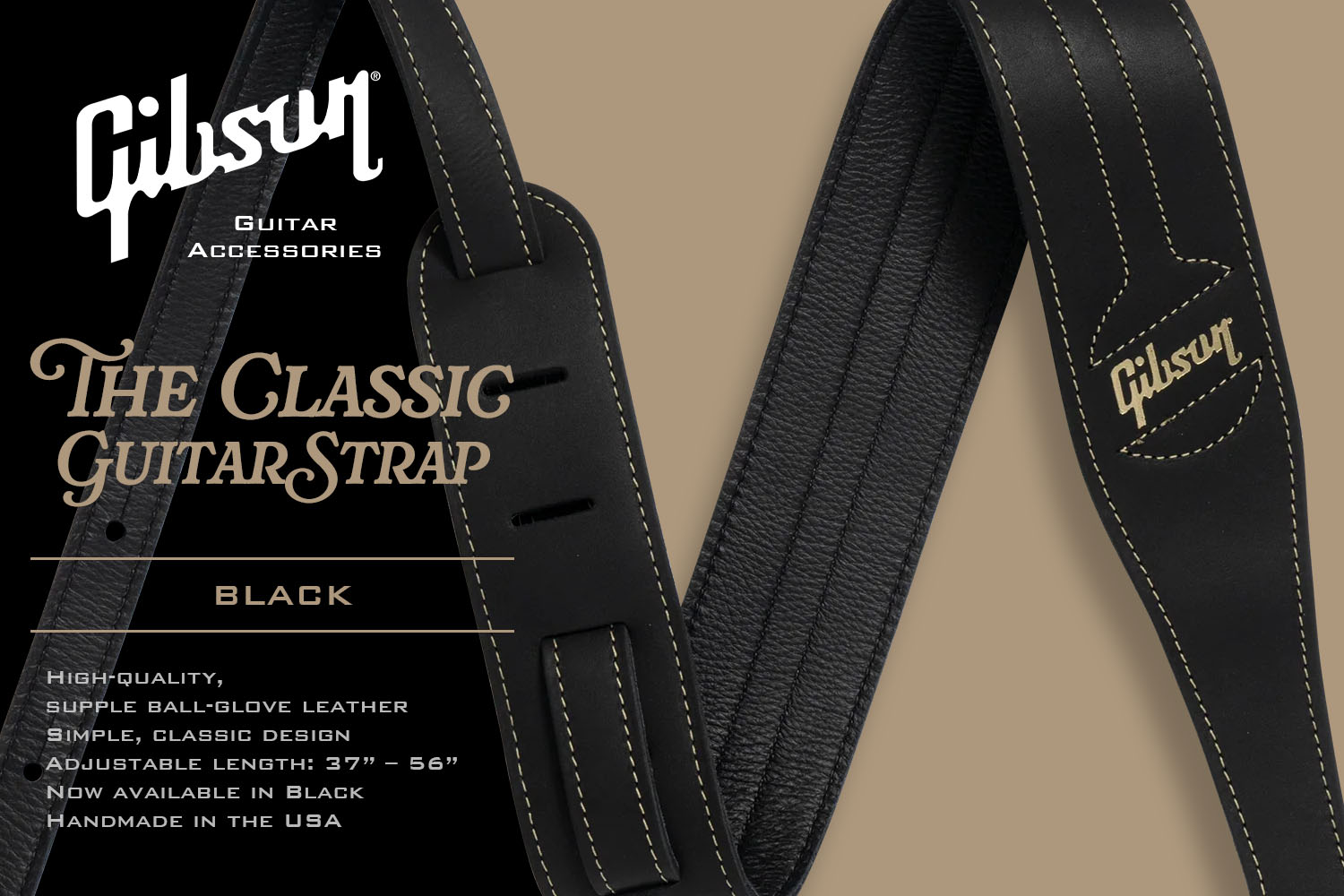 高品質でしなやかなボールグローブレザーを使用したギブソン・ストラップ「The Classic」！