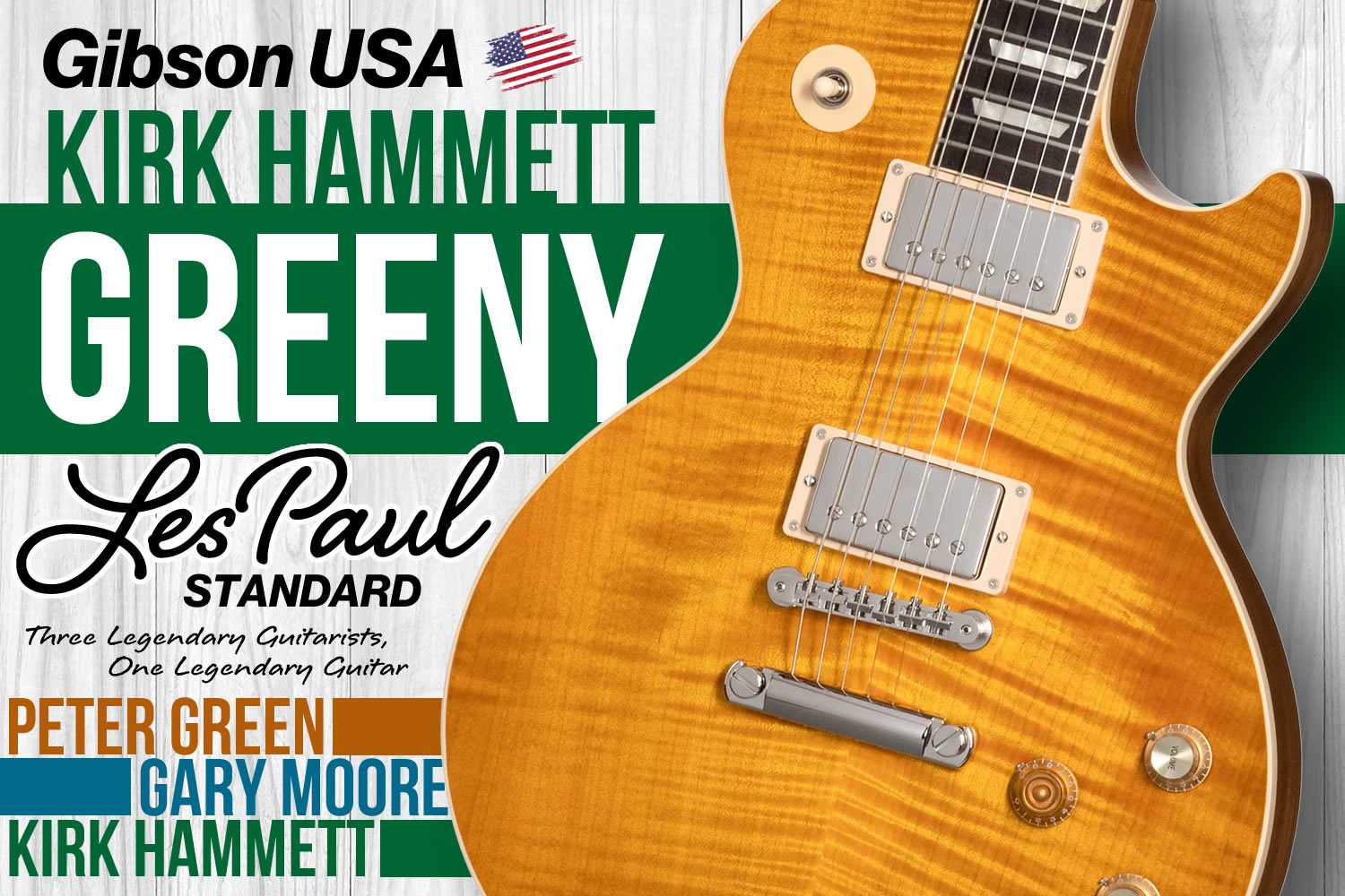 3人の伝説的なギタリストのプレイを支えてきた伝説の名器「グリーニー」をギブソンが再現!