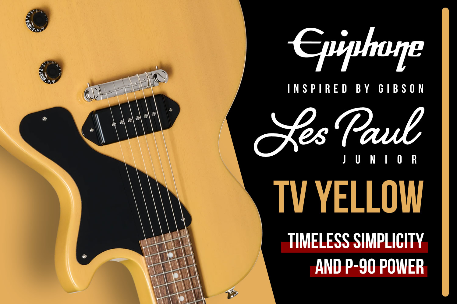 人気のTVイエロー!ギブソン(Gibson)直系ブランド「エピフォン」によるレスポール・ジュニア!