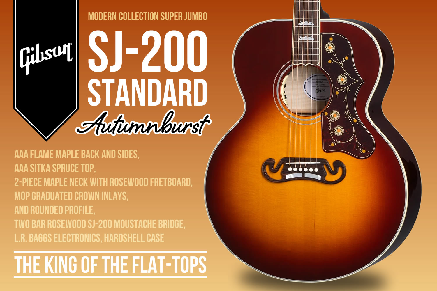 現在では入手困難なオータム・バースト・カラーで仕上げられた ギブソン SJ-200 スタンダード！