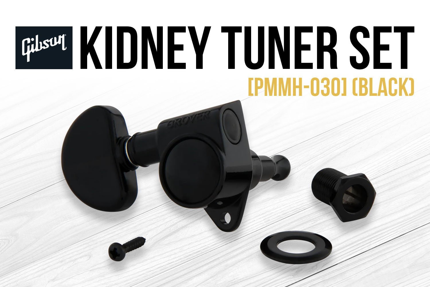 ブラックカラーのギブソン純正ペグ「Gibson Kidney Tuner Set PMMH-030」