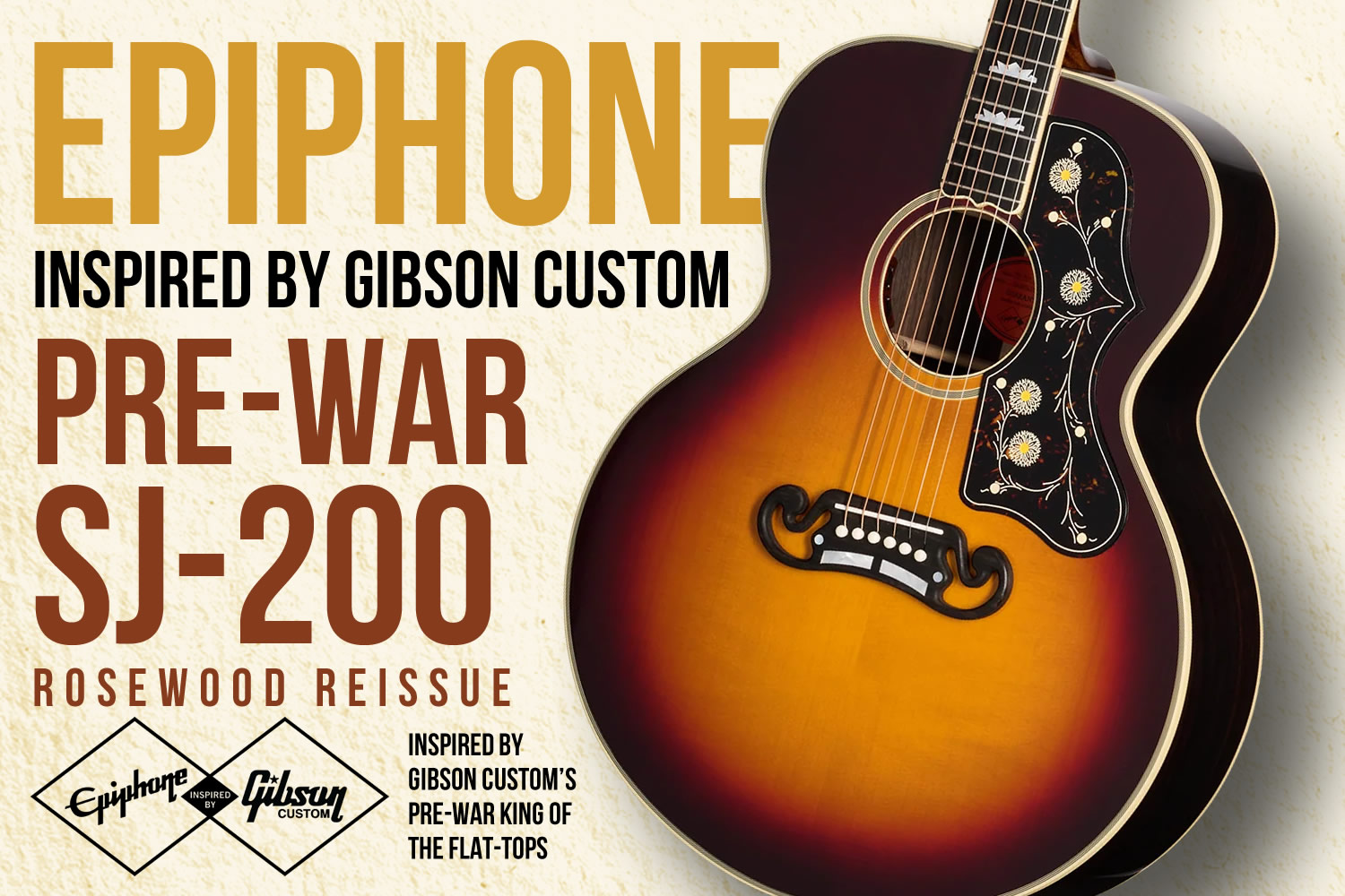 エピフォン×ギブソン・カスタムのコラボで実現した「Pre-War SJ-200 Rosewood」