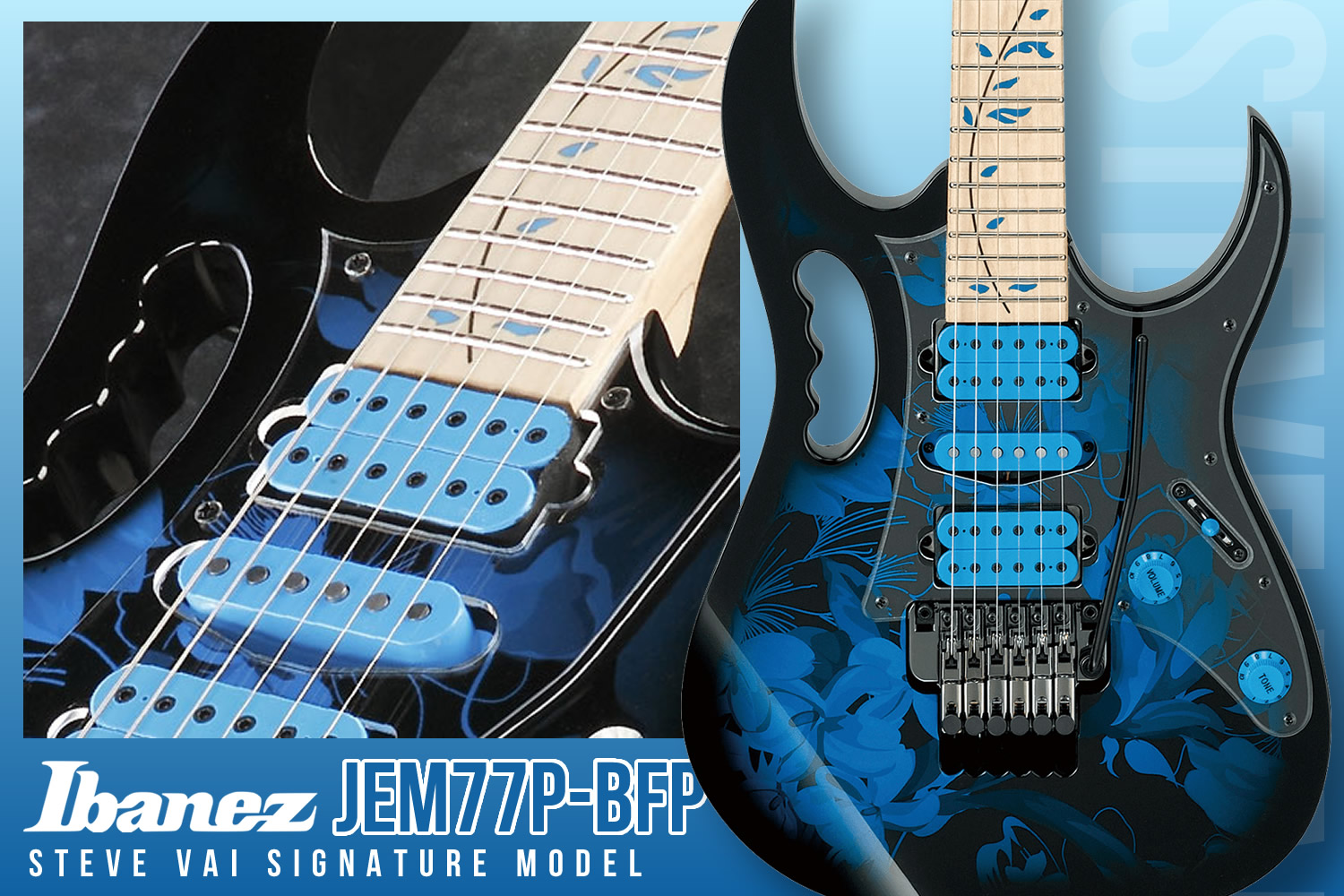 アイバニーズによる華やかなスティーヴ・ヴァイ・シグネイチャー「JEM77P-BFP」