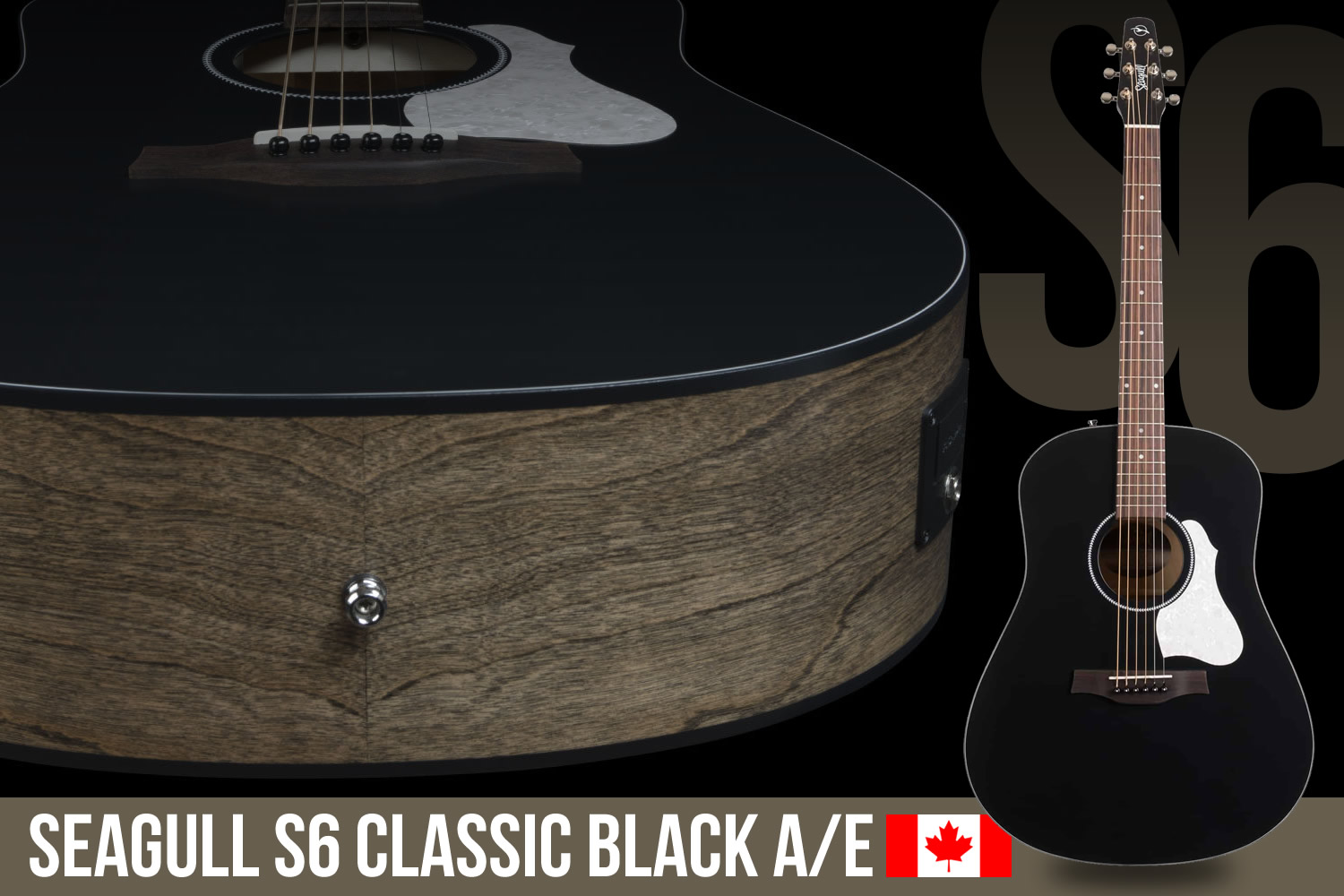コントラスト際立つブラックトップが印象的な「Seagull S6 CLASSIC BLACK」！