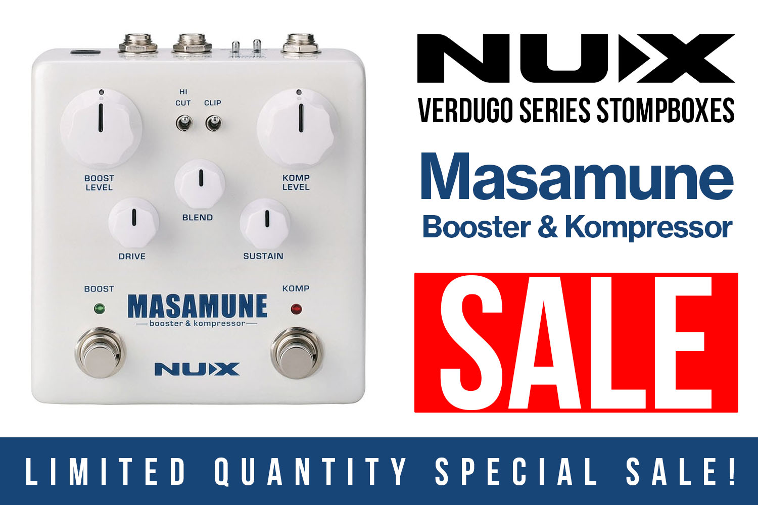 NUXによるブースター&コンプレッション・ペダル「MASAMUNE」が台数限定特別価格!