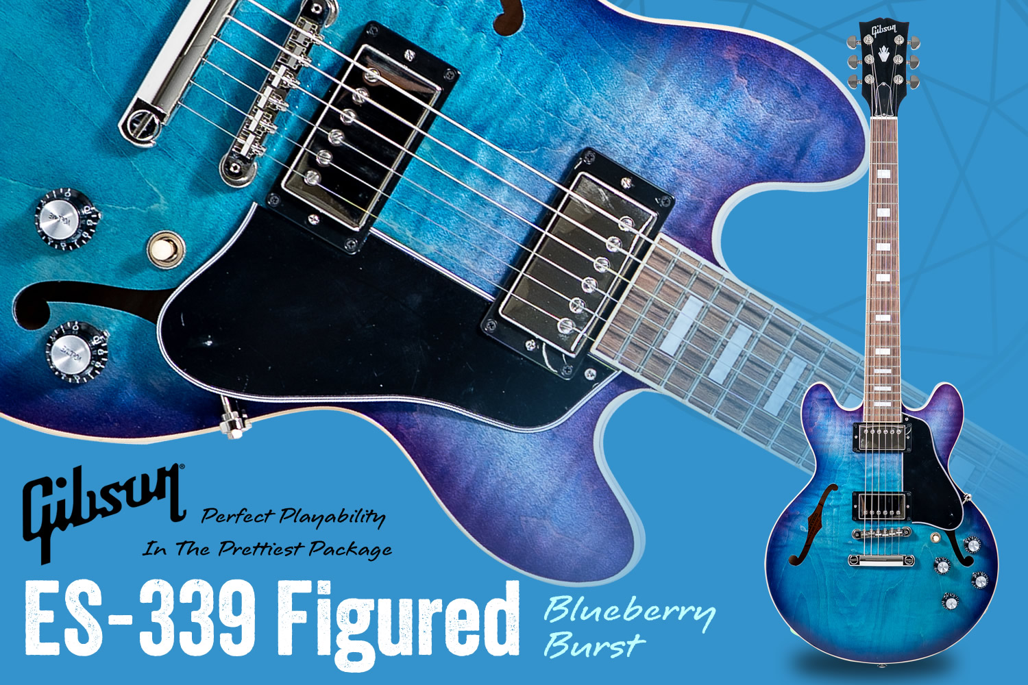小ぶりで取り回しが良く、見た目も美しい大人気機種「Gibson ES-339 Figured」！