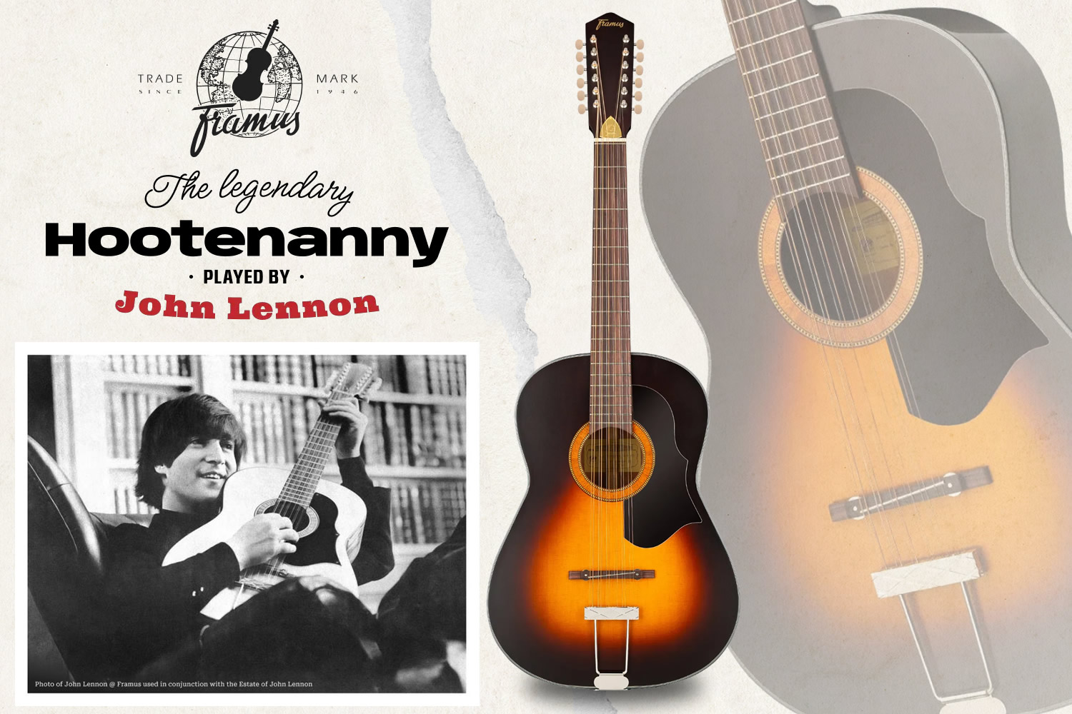 サンバーストもあり!ジョン・レノンで有名な名器「Framus Hootenanny 12st」復刻!
