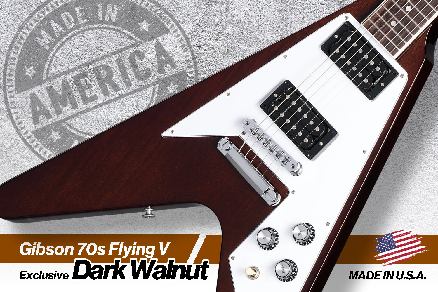 限定の「ダーク・ウォルナット」カラー!本家ギブソンによる 1970s スタイル・フライングV!