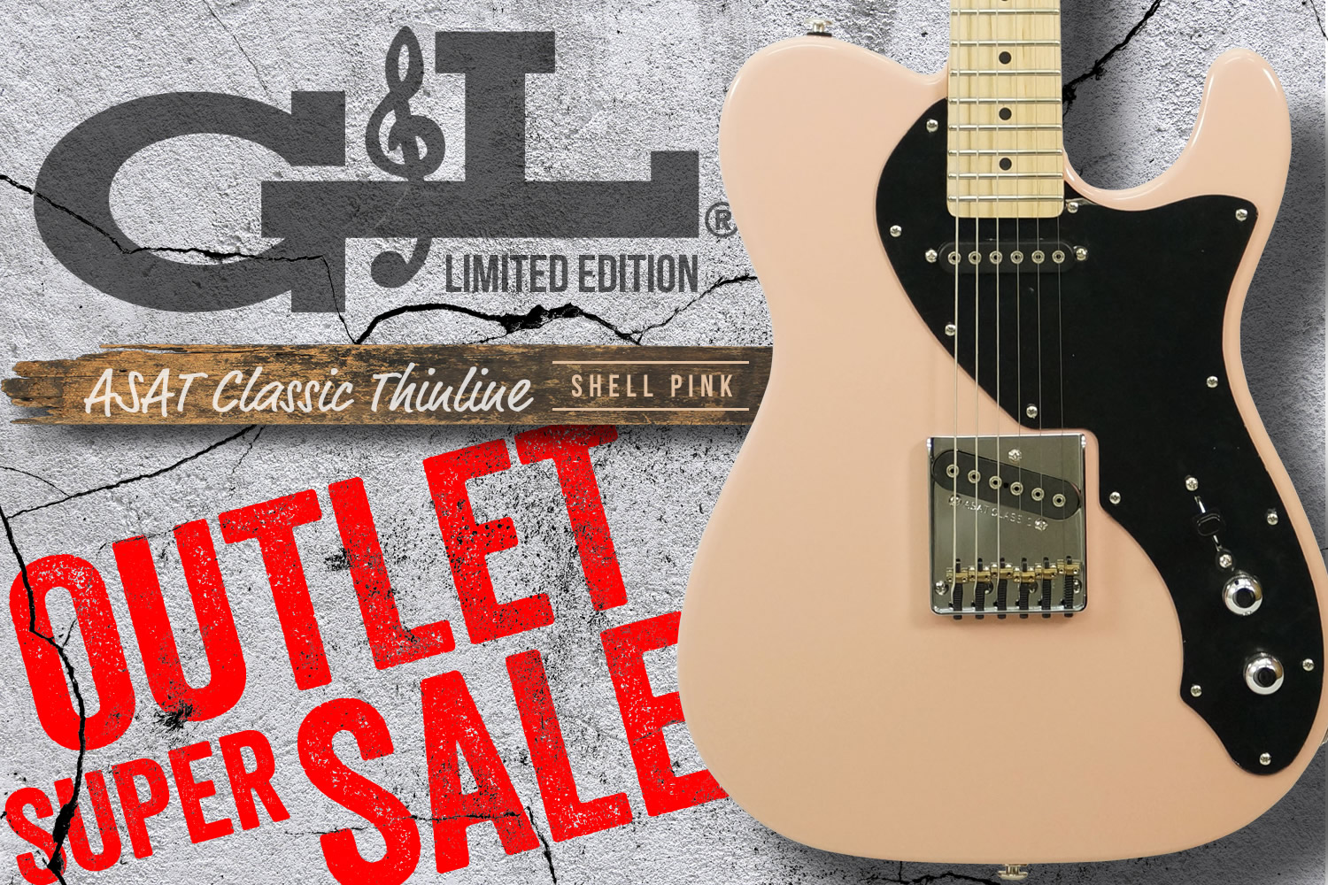 シェルピンクを纏った、G&L USA製限定モデル ASAT Classic シンラインを特別価格で!
