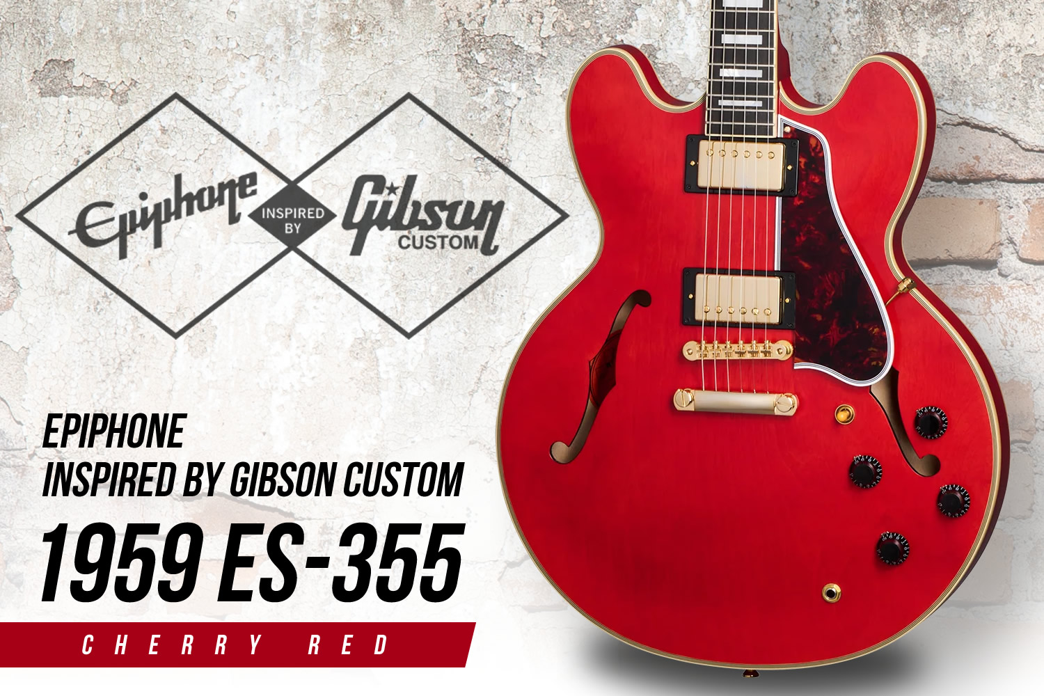 エピフォンとギブソン・カスタムのコラボで実現した、ギブソンヘッド採用「1959 ES-355」!