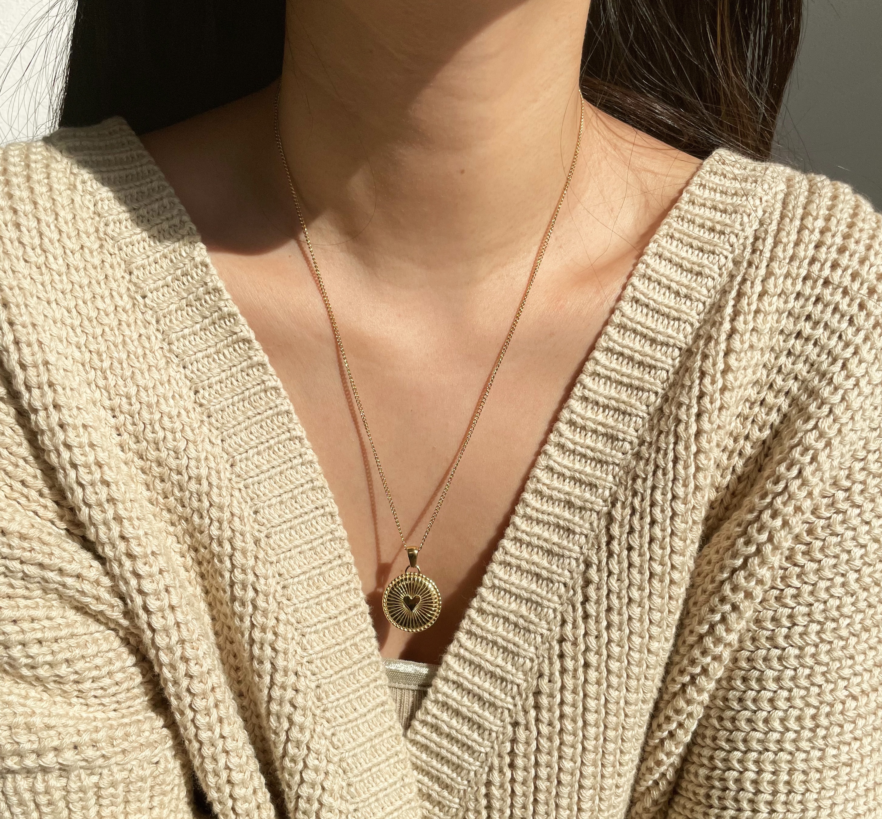 付けっぱなしOK ステンレス製ハートネックレス