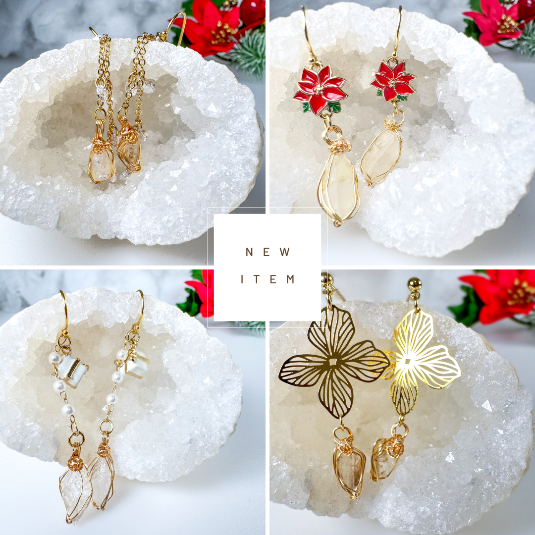 冬の装いに 季節限定高千穂水晶ピアス