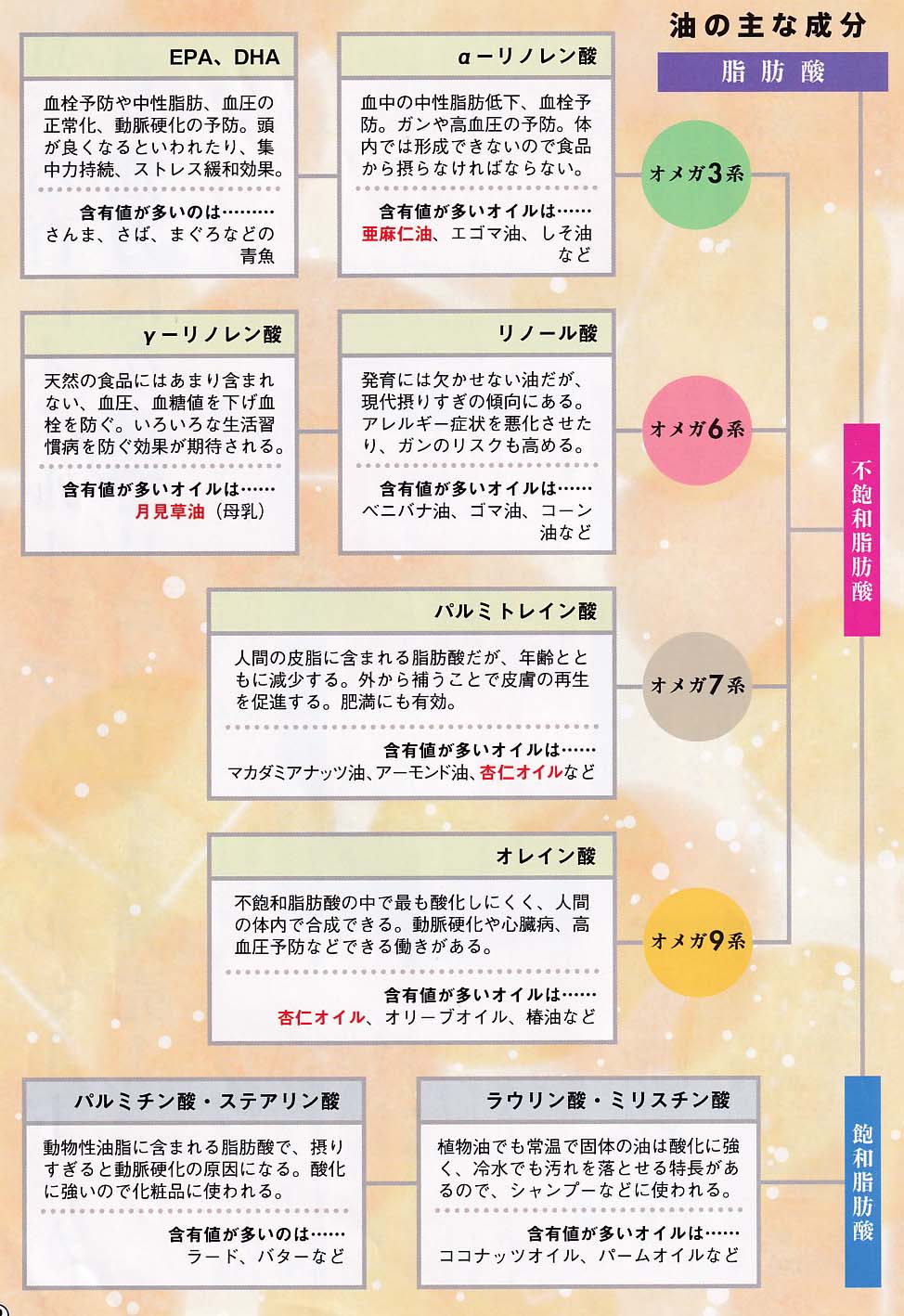 ●「油」は生きて行く上で、大切なエネルギー源、体に良い脂肪酸を摂りましょう！