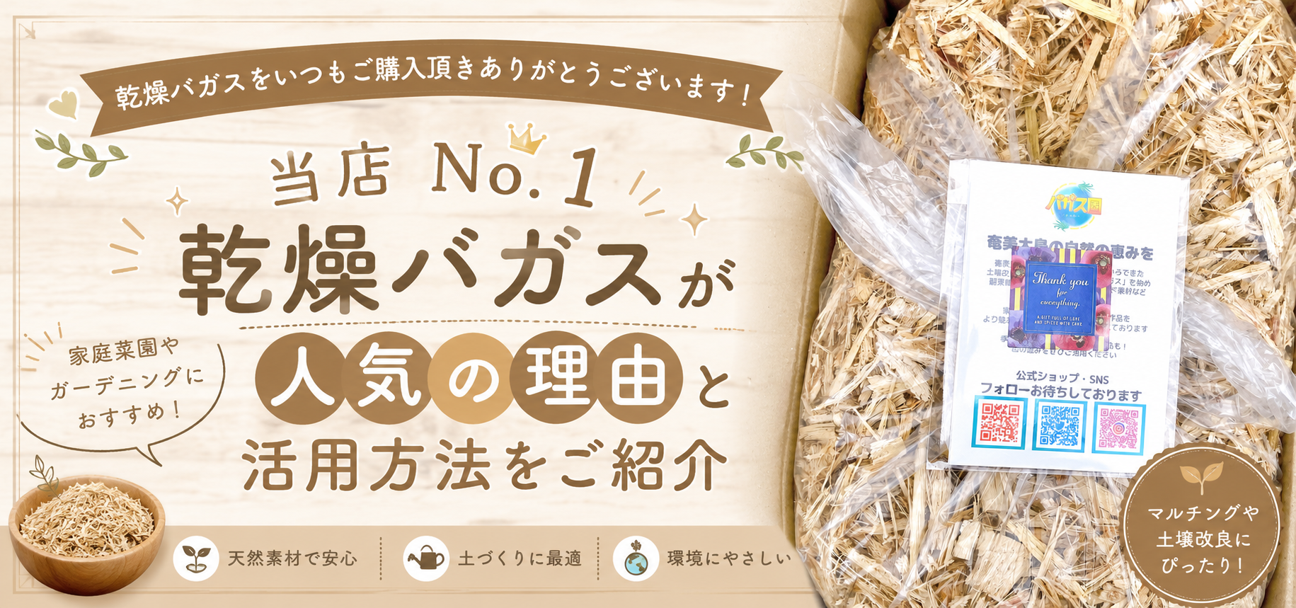 乾燥バガスをいつもご購入頂きありがとうございます!当店No1乾燥バガスが人気の理由と活用方法をご紹介