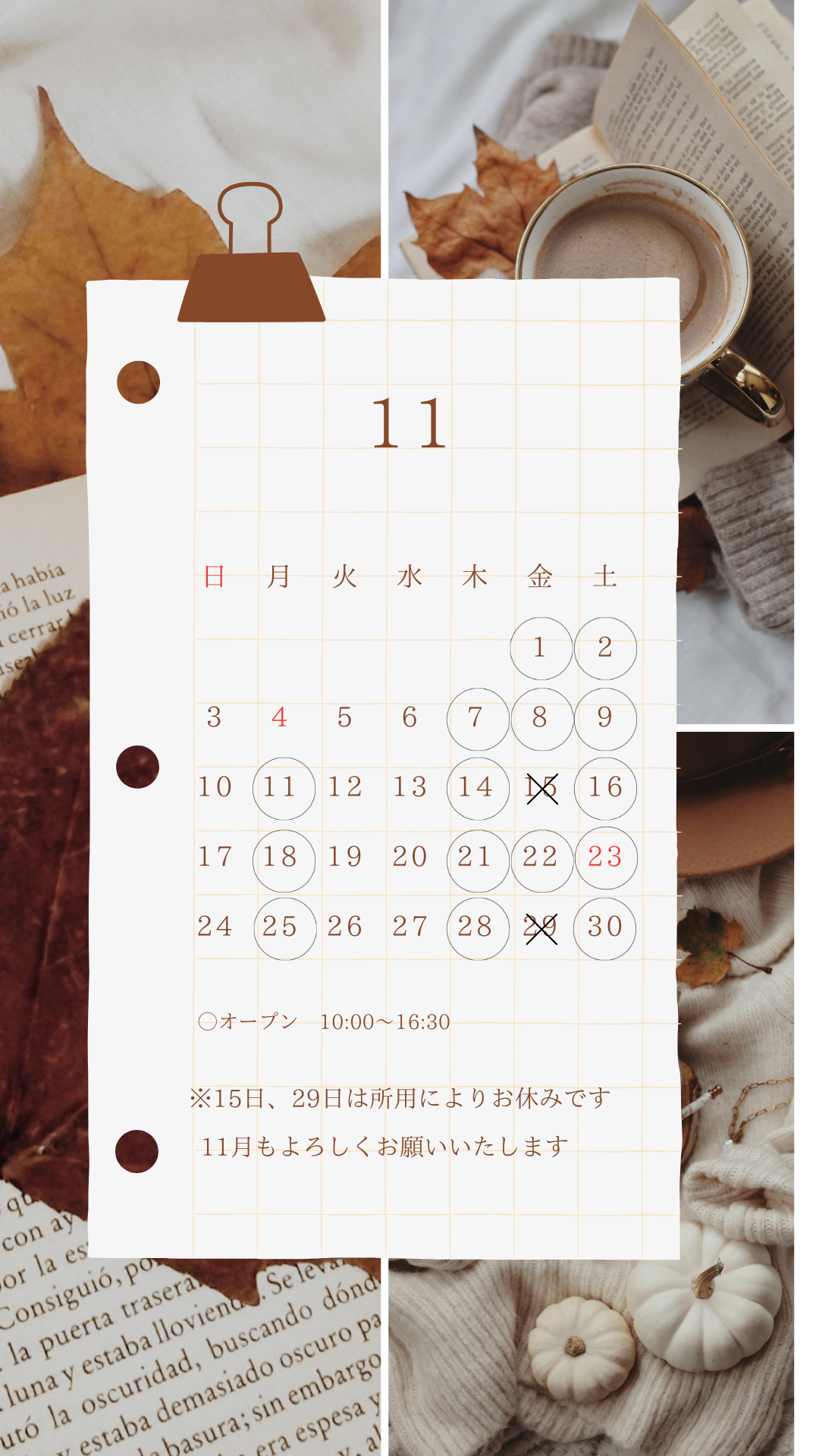 11月のお知らせ