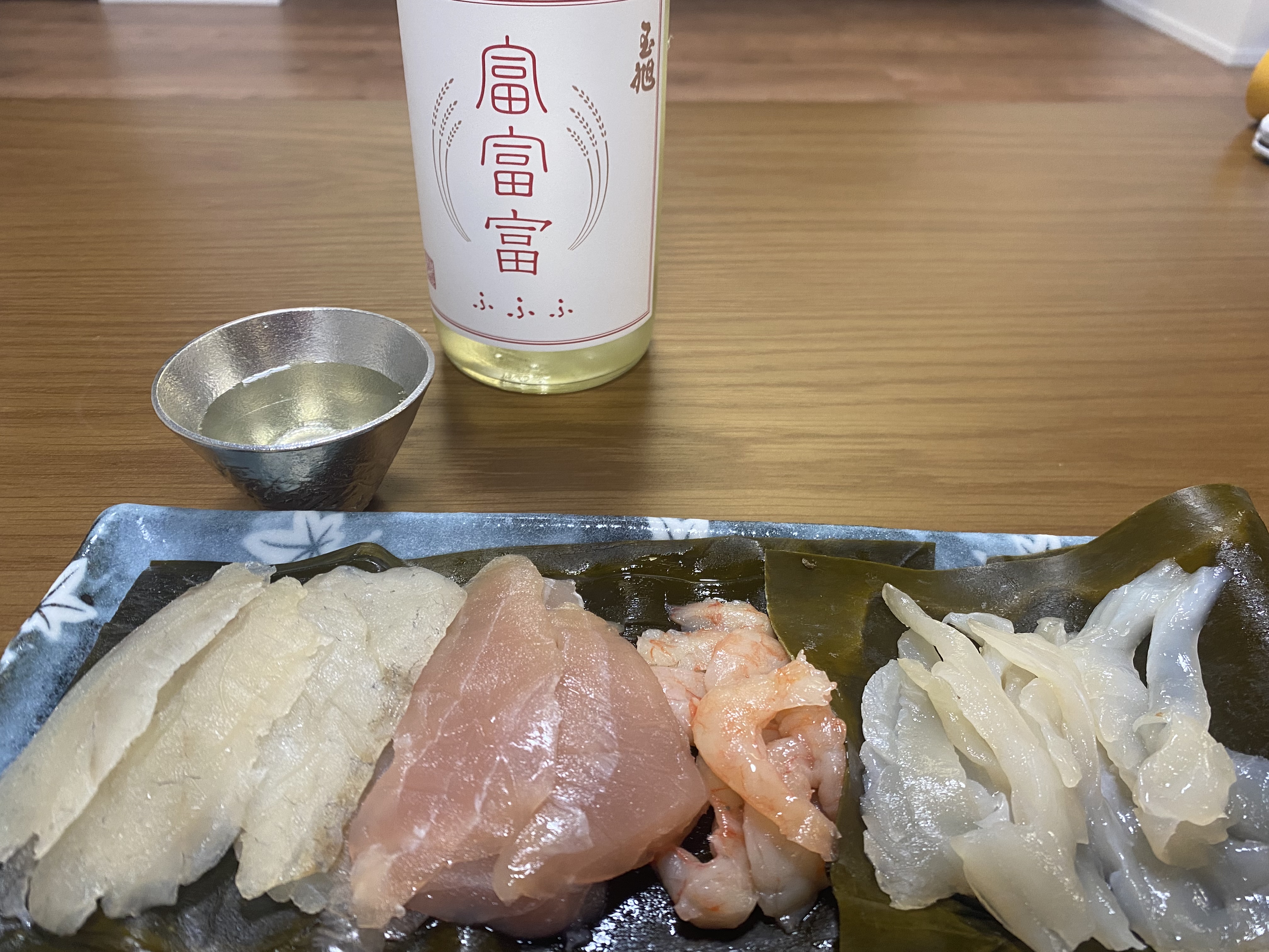 富山の地酒と昆布締め🐟