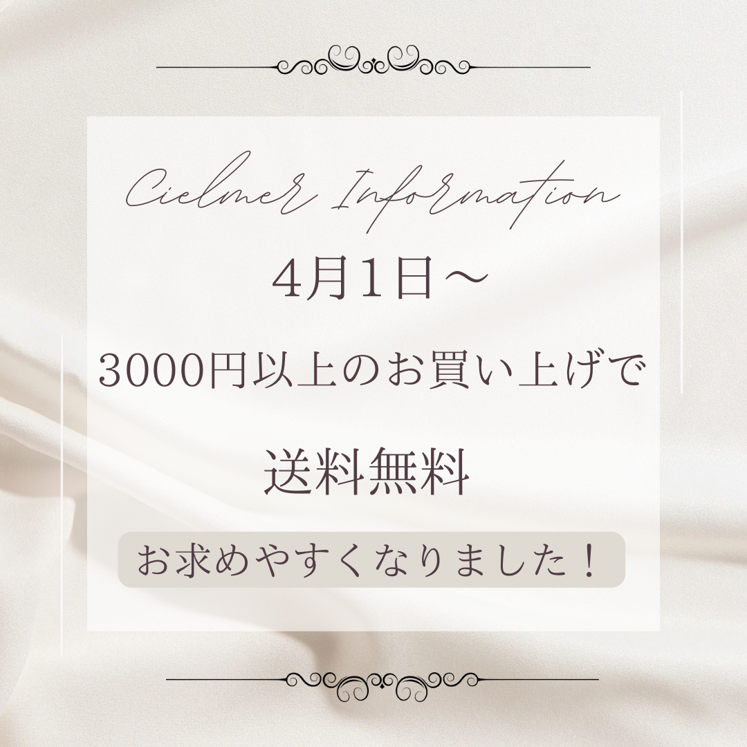 【重要】4/1~ ¥3000以上お買い物で送料無料になります!