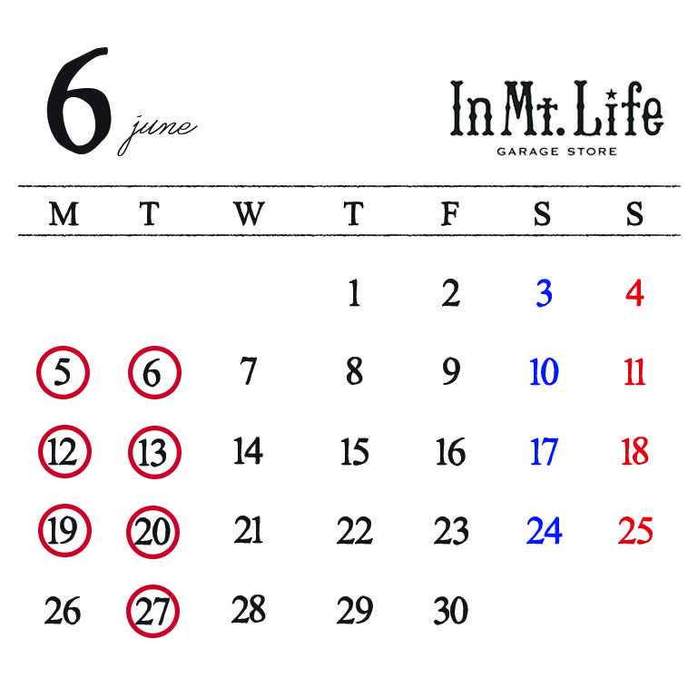 6月の営業案内