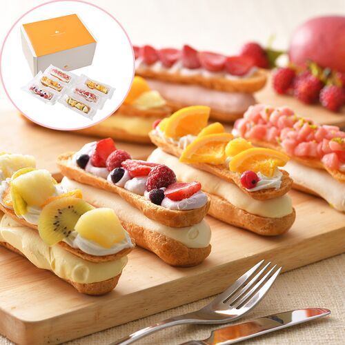 今日はエクレアタイプのシューアイスです！シュークリーム専門店の♪フルーツたっぷりの♪シューアイス～