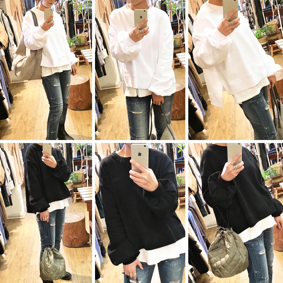 裏起毛スウェット袖ボリュームプルオーバー