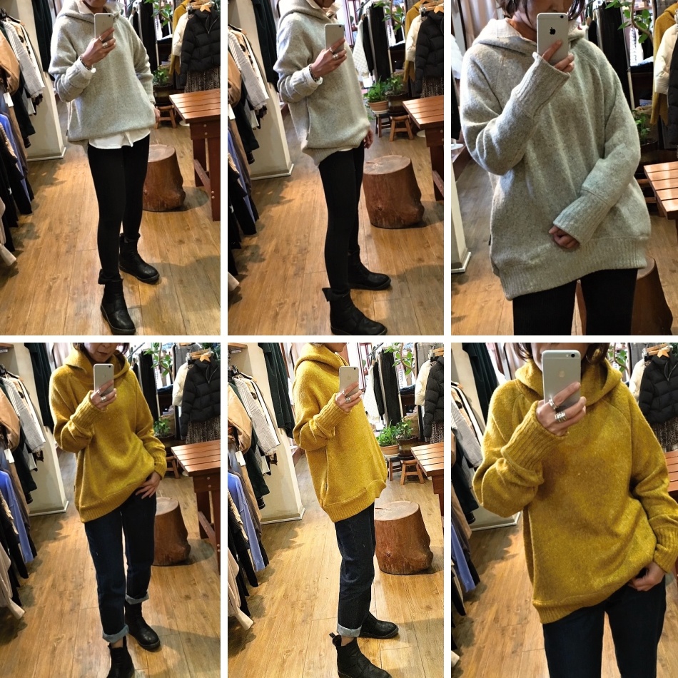 NEW 裏起毛リブニット パーカー