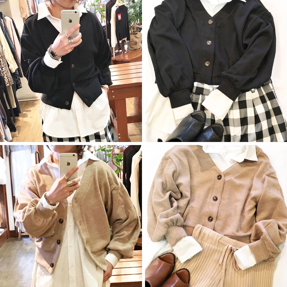 ショート丈バルーンスリーブカーデが入荷しました