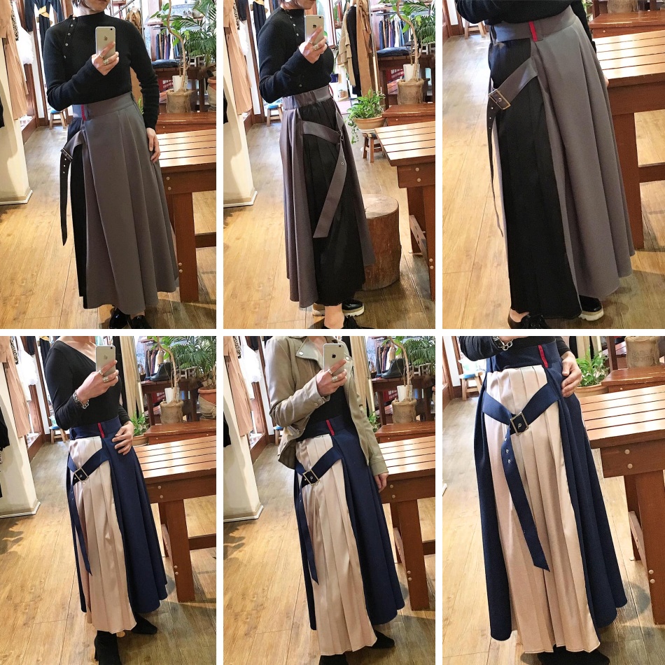 NEW 新作 OZスカート サテン プリーツ マキシスカート