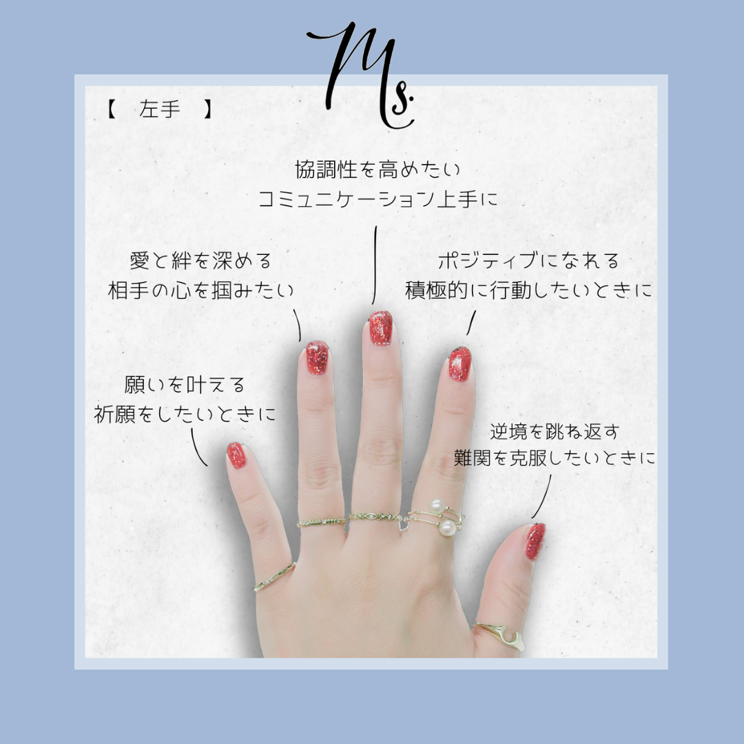 つける位置によって変わる指輪の意味【左手】