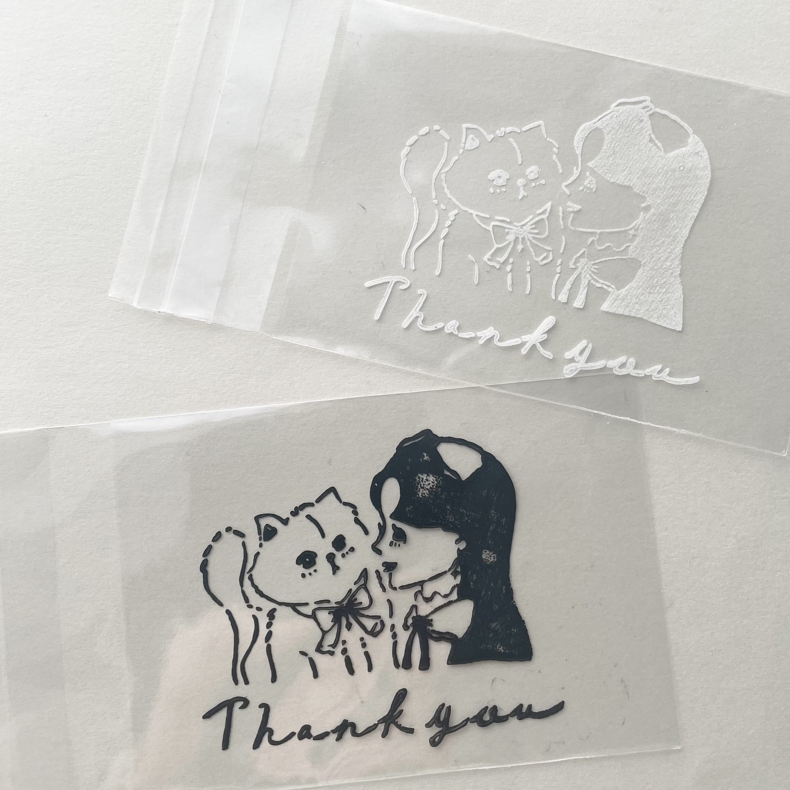 ビニール(OPP袋)にスタンプをおす。