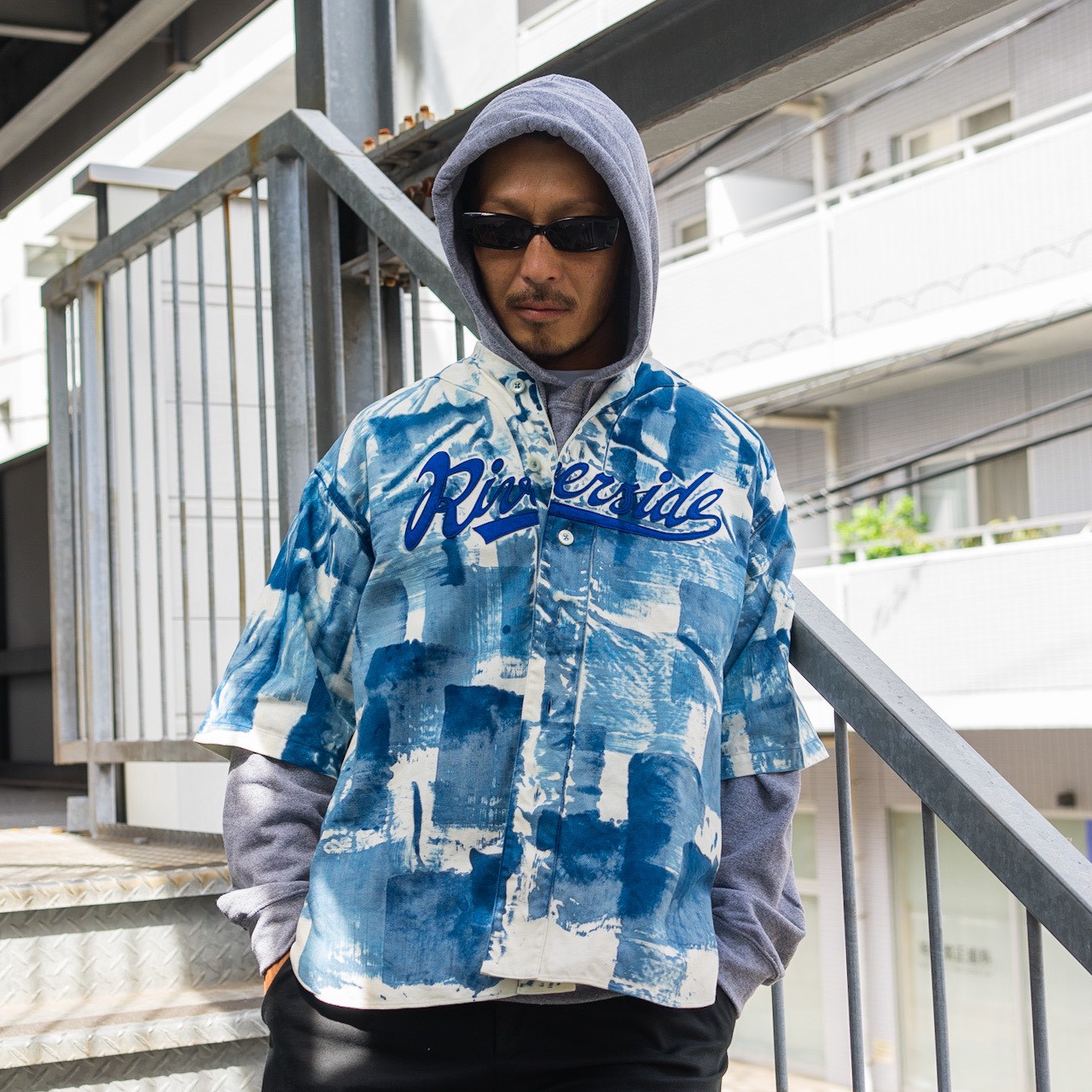 ART MORIYA × RSB RIVERSIDE BASE 藍染 BASEBALL SHIRTS